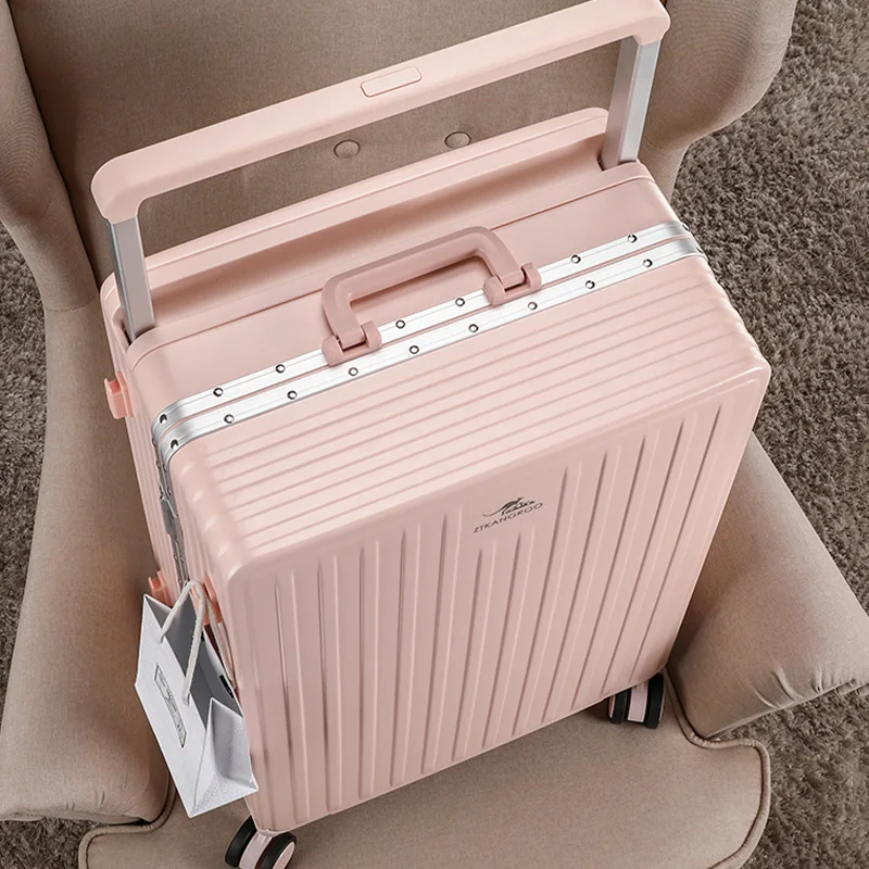 

Wide-Handle 20-28 Inch Multi-Functional Suitcase Business Cabin Luggage Unisex Password Suitcase Aluminum Frame Travel Case