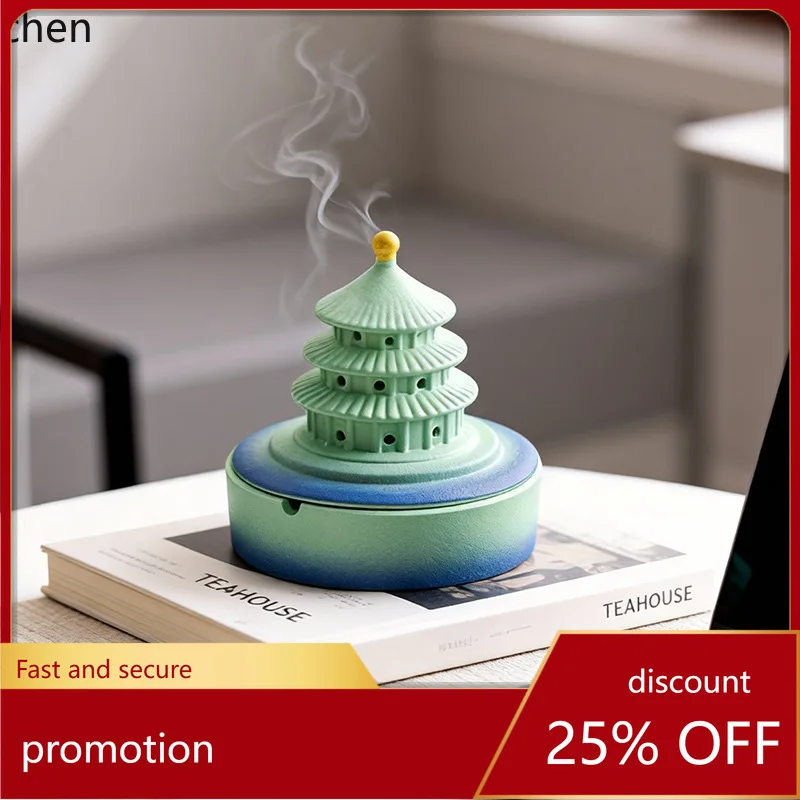 

ZML decorative incense burner and ashtray, dual-purpose creative ceramic ashtray with lid, home incense burner