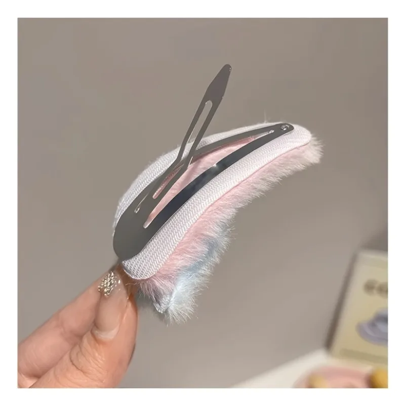 2 Stück Plüsch-Stern-Haarspangen für Frauen, Farbblockierende Stern-Pony-Clips - Weiche Haaraccessoires für Mädchen – Detail 8