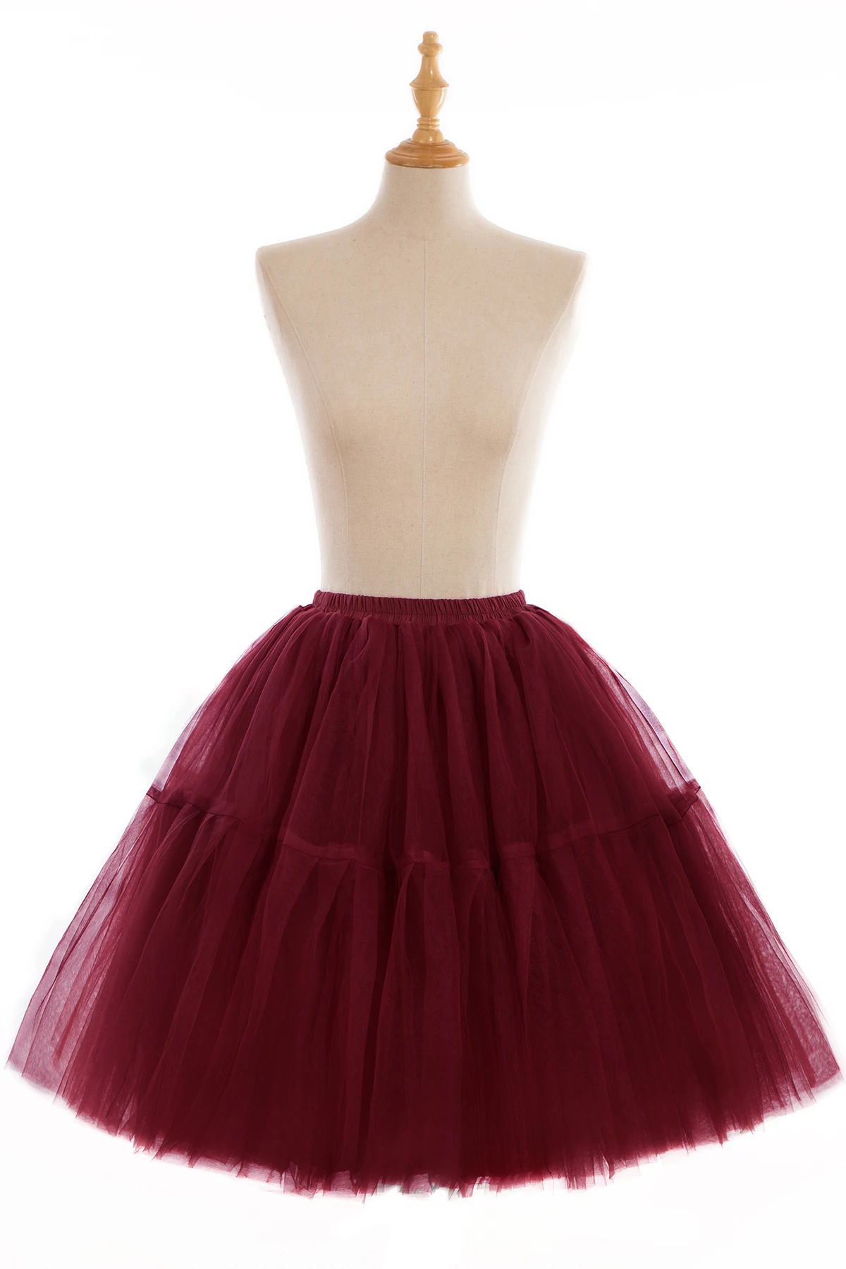 Fashion Multi-Layers Tulle Skirts Women Elastic Waist Fluffy Knee Length Tutu Petticoat Lolita Cosplay Christmas Underskirt image 5
