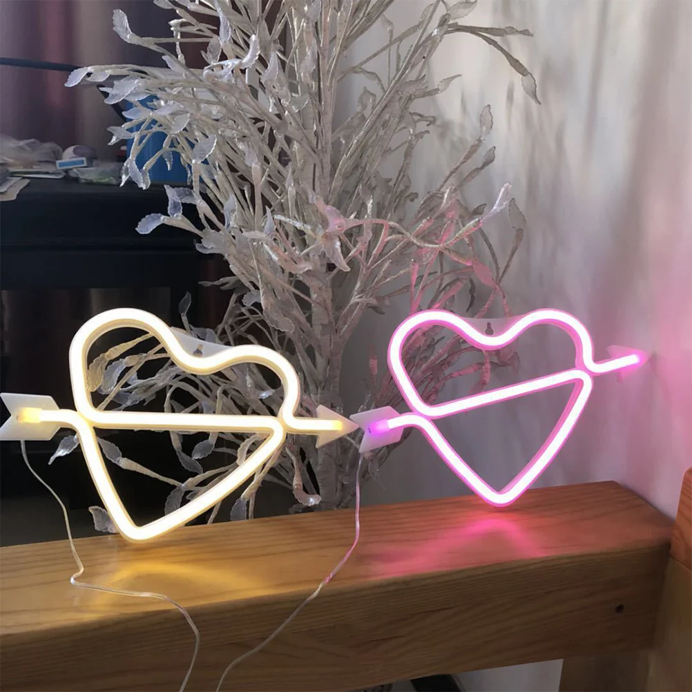 

LED Neon Sign Heart Shape Decorative Lamp Pink Light for Bedroom Living Room Room Party Wedding Valentine Day Gift Low