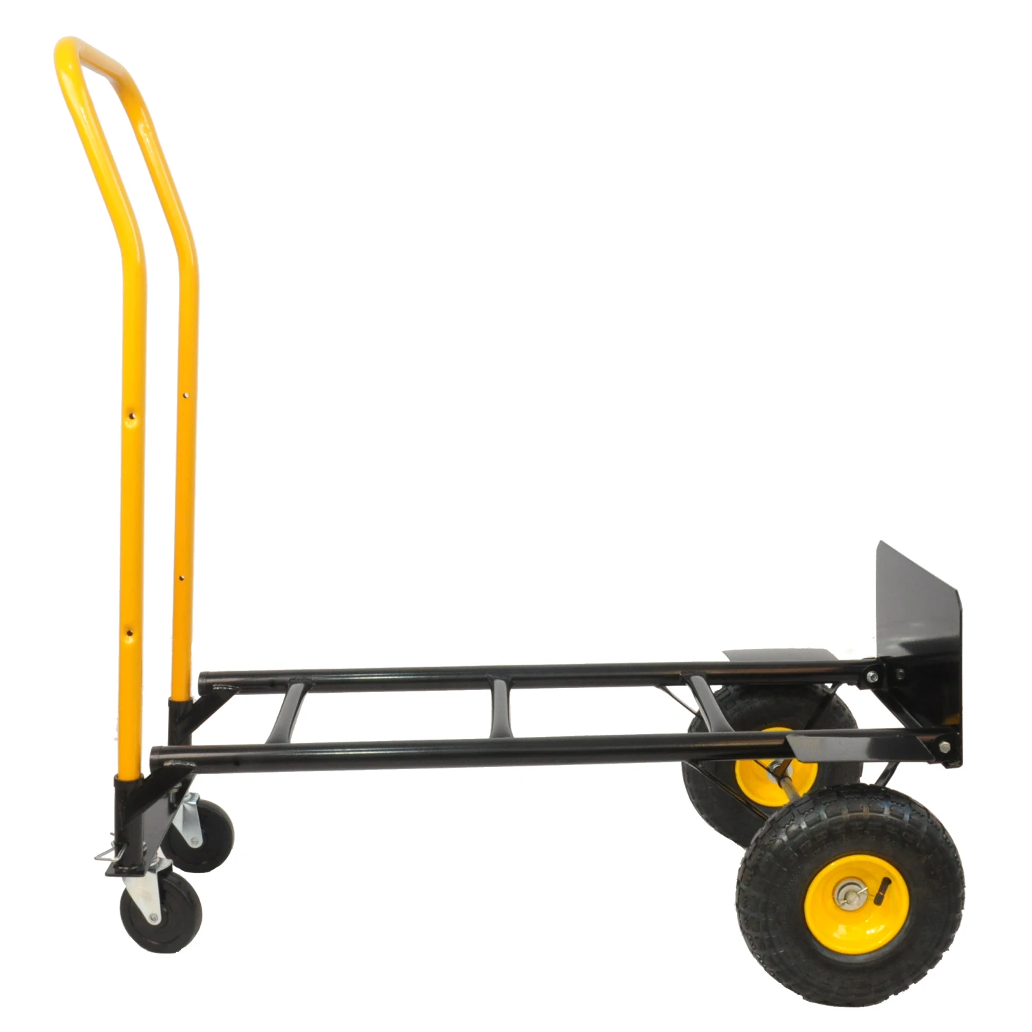

HT1006BK-YL Hand Truck Dual Purpose 2 Wheel Dolly Cart and 4 Wheel Push Cart with Swivel Wheels 330 Lbs Capacity Heavy Duty Plat