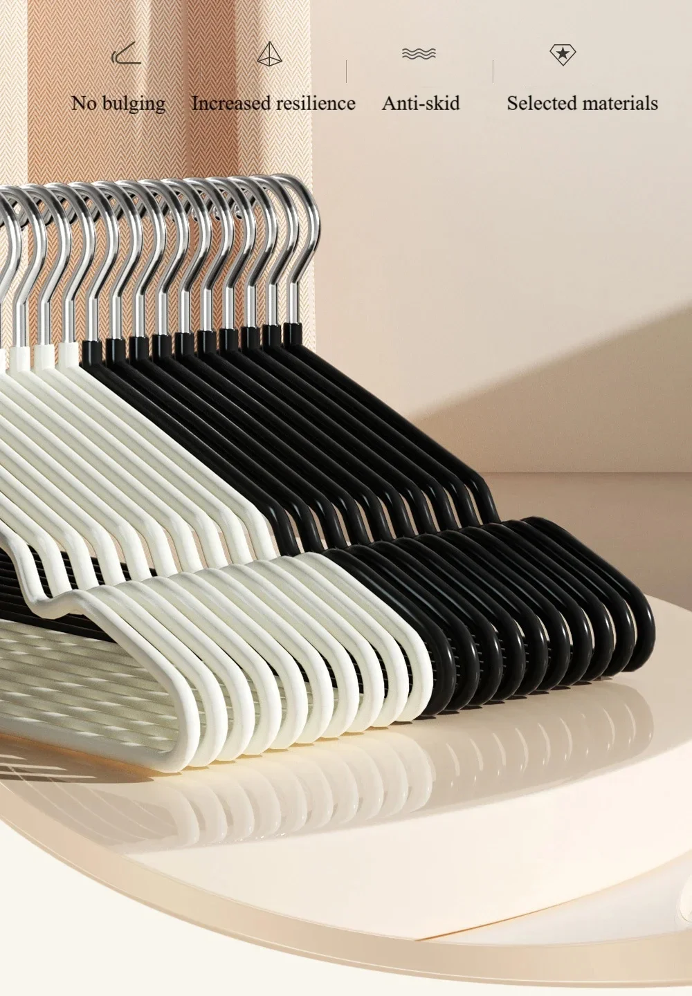 10 قطع - شماعات ملابس معدنية بدون أثر مانعة للانزلاق، رفوف ملابس قوية متينة، موفر للمساحة المنزلية لتنظيم غرفة النوم،