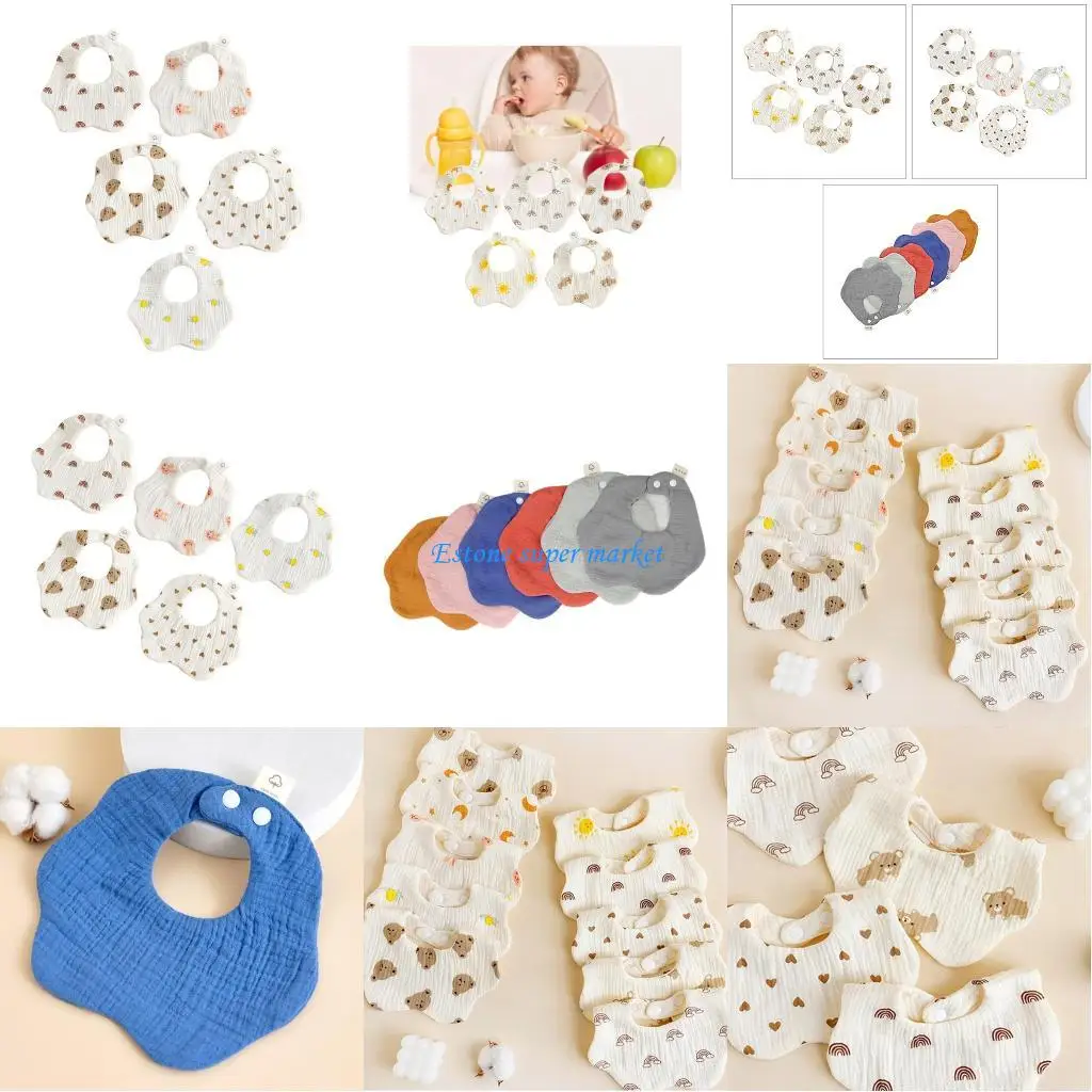 

090B 5 шт./6 шт. детские нагрудники для кормления, дышащий фартук для слюнотечения, ткань для отрыжки новорожденных