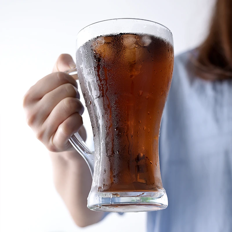 

High Appearance Level Drink Cup with Holder Household Food Grade Plastics Milk Tea Coke Cup Restaurant Commercial Craft Beer Mug