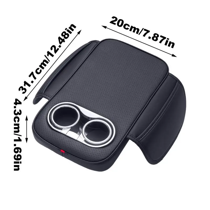 Car Center Console Armrest Cushion With 2 Cup Holder And Side Pocket PU Leather Auto Amrest Heighten Pads Car Arm Rest Cover