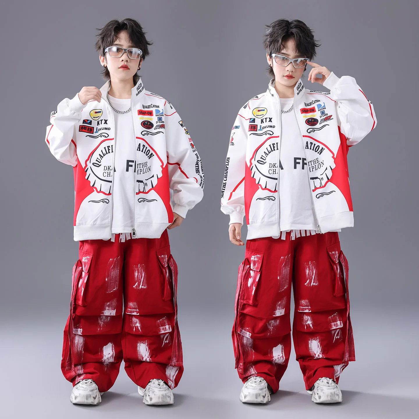 

Комплект детской одежды: куртка с принтом в стиле K-pop, брюки карго для стрит-дэнса, уличная одежда в стиле хип-хоп для девочек, свободный костюм для джаза