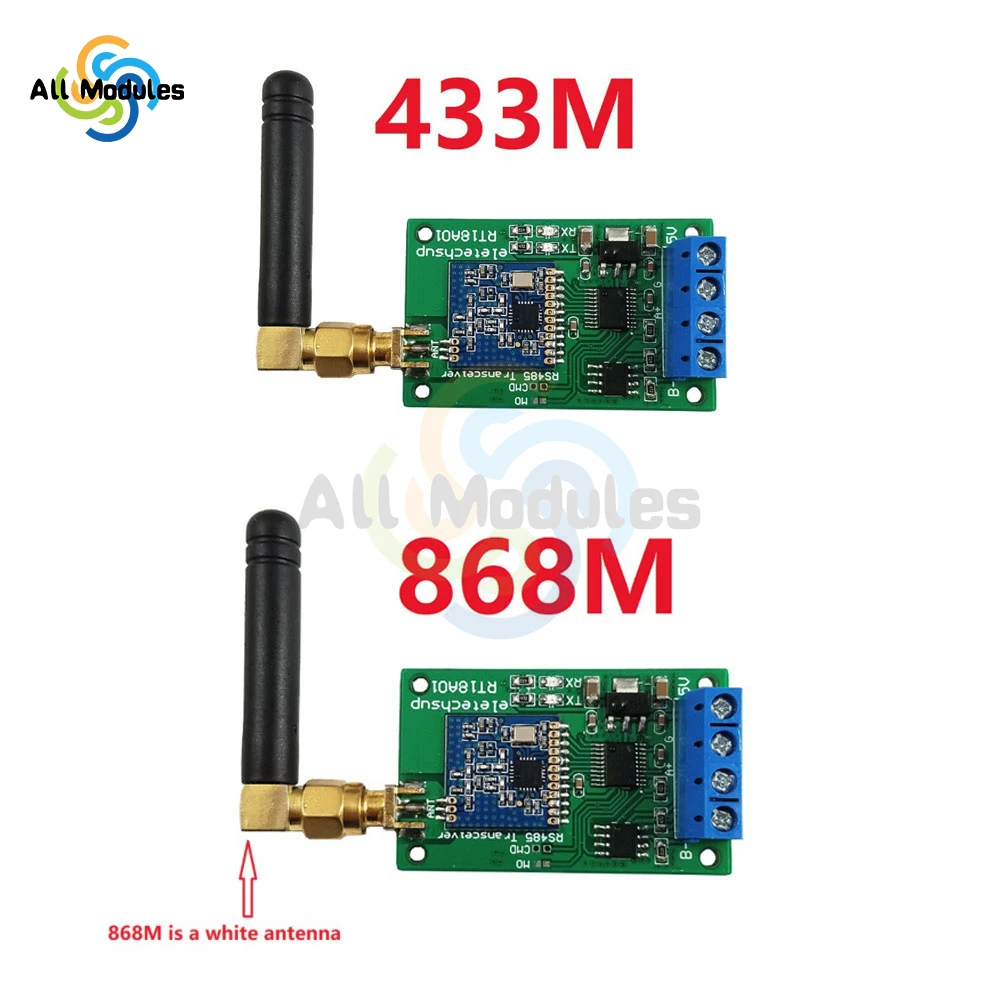 DC 5V RT18A01 RS485 Transceiver Wireless Repeater 485 Master-slave control 433M 868M FSK Uhf Module Suction Cup Antenna