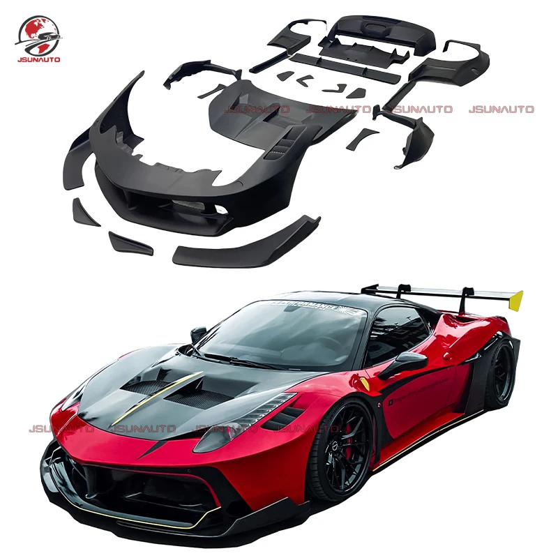 

Racing Part For Ferrari 458 Facelift LB Style Front Bumper Rear Bumper Diffuser Spoiler For 458 ltalia Wide Fender Body Kit
