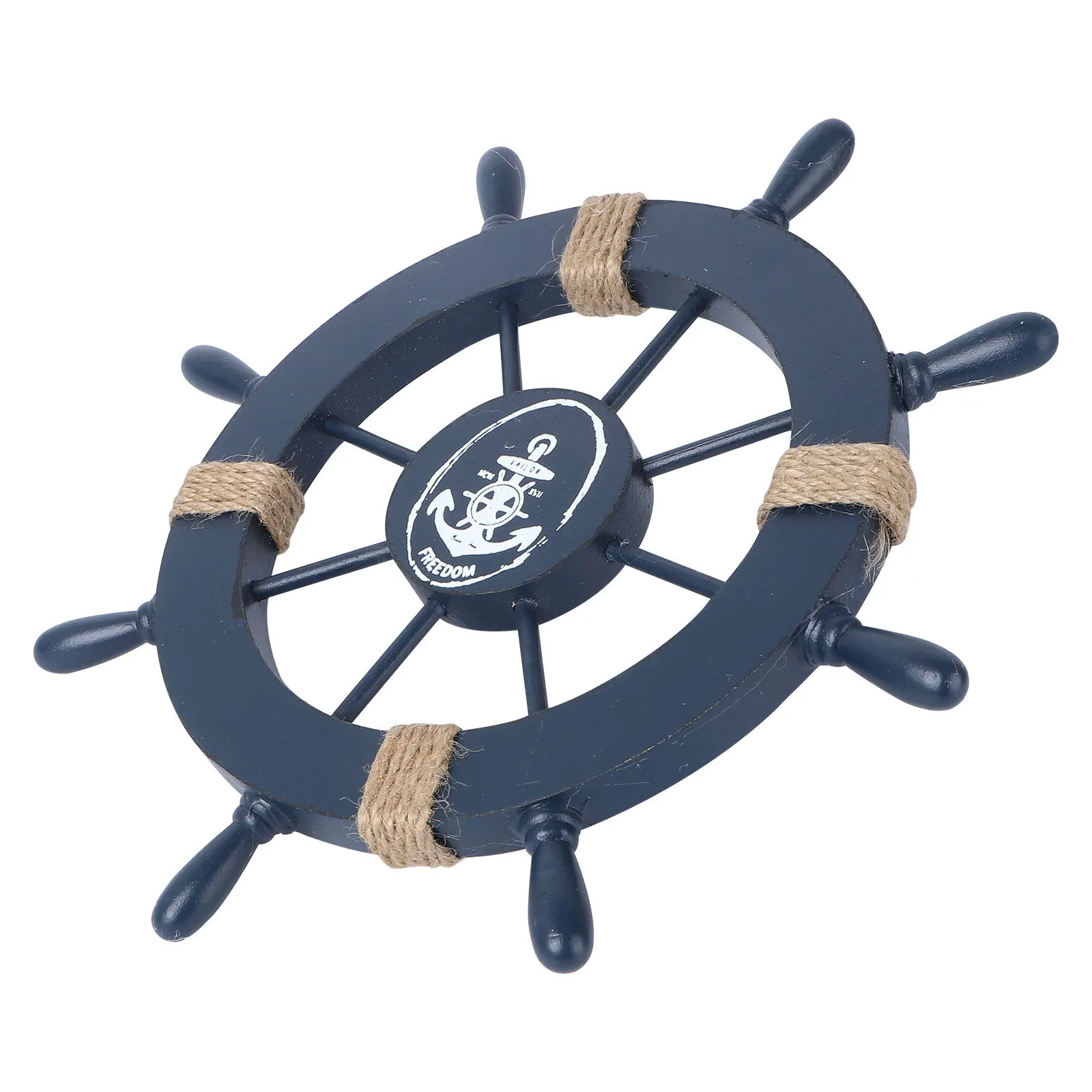 

Wooden Steering Wheel Decor Light Blue Nautical Wall Art For Home Beach Theme Decoration Mediterranean Style