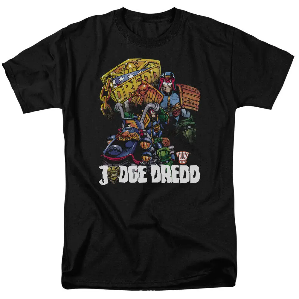 Judge Dredd Bike And Badge T Shirt Licensed Comic Book Black