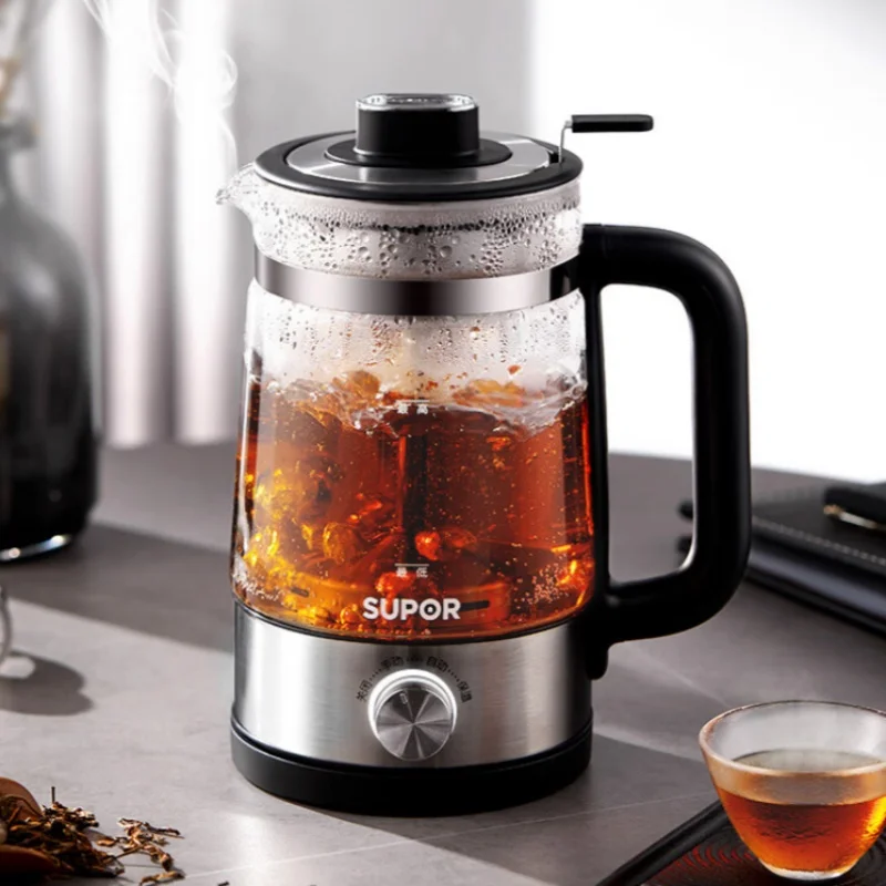 SUPOR Retro Sprinkler-style Tea Kettle 1L Electric Kettle Glass Flower Tea Pot Black Tea, SW-10C05 220V