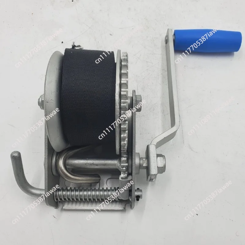 800lbs Manual Hand Winch Dacromet Coated 6m Webbing Strap Corrosion Resistant Seawater Rain Outdoor Crank for Boat Trailer