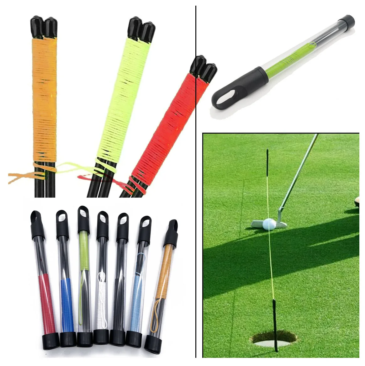 Bâtons de cordage d'alignement de Golf, aide à l'entraînement de Golf en fibre de verre solide en plein air, ligne de ficelle de mise de Golf
