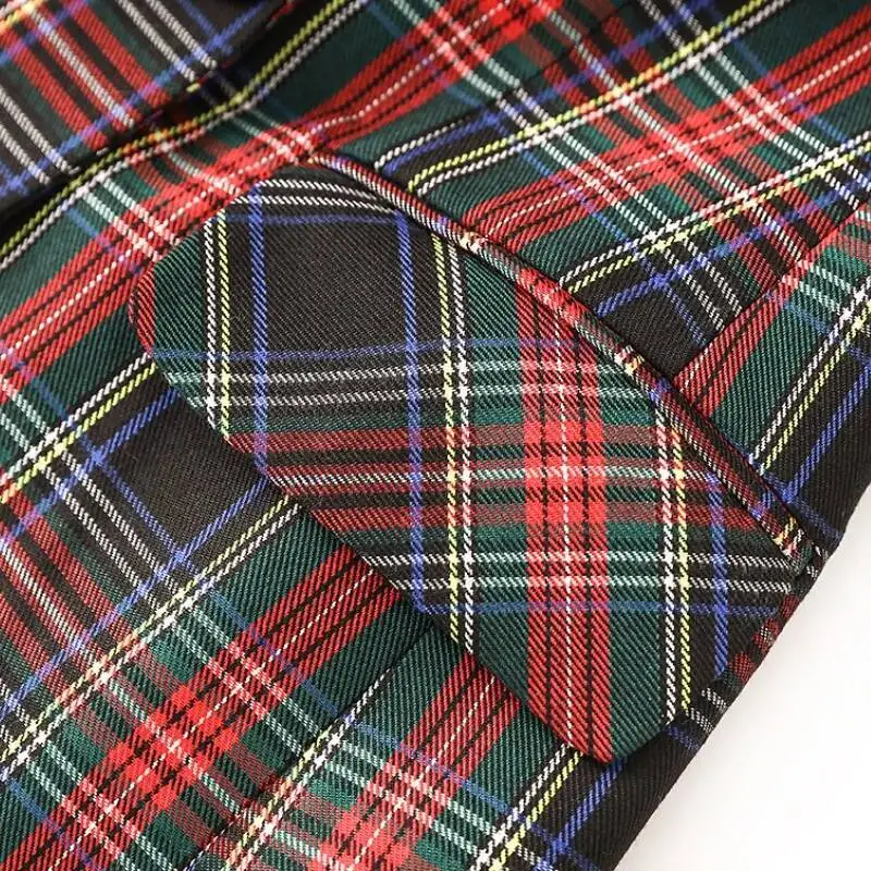 LEOSOXS Vintage Plaid Women's Blazers Double-breasted Formal Jackets Long Sleeves Lapel Outerwear Office Lady Suit Coats Autumn