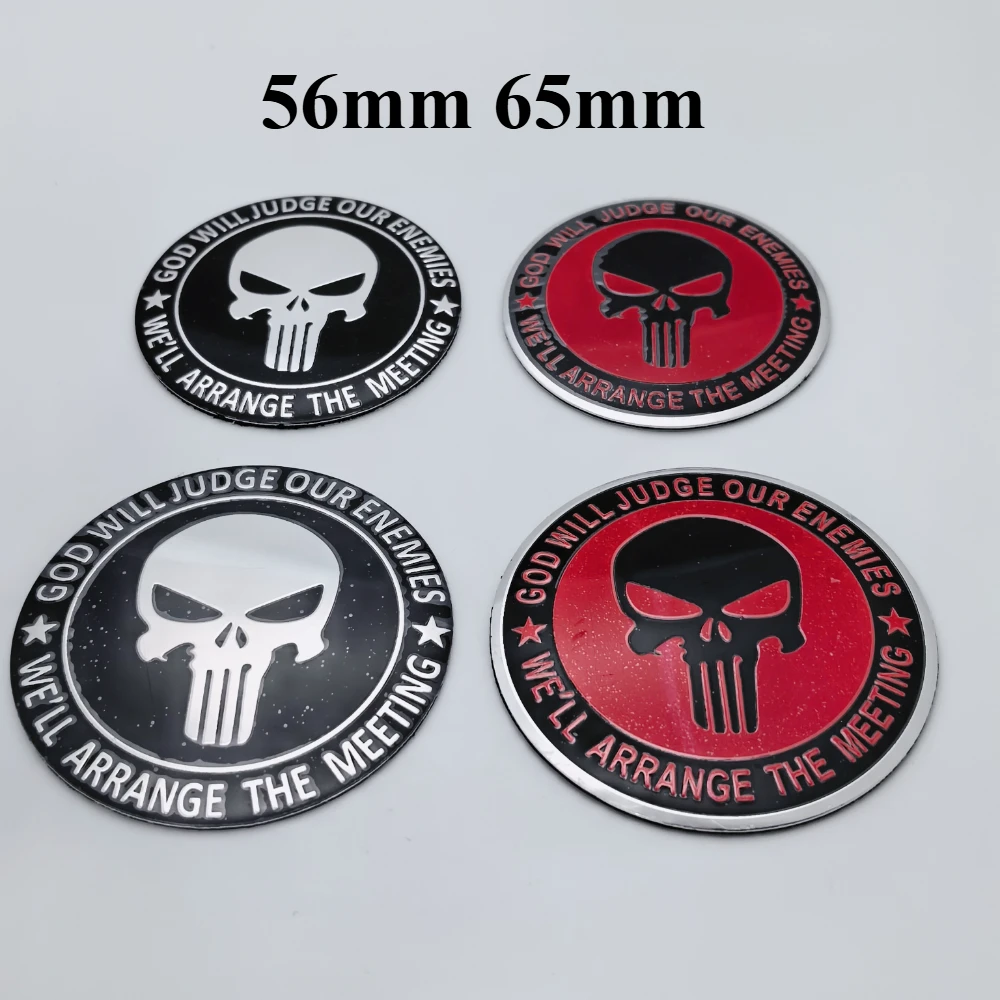 

4pcs 56mm 65mm Punisher SKULL Logo Emblem Car Stickers Accessories for Car Wheel Center Caps Wheels Rim Hub Cover Badge Replace