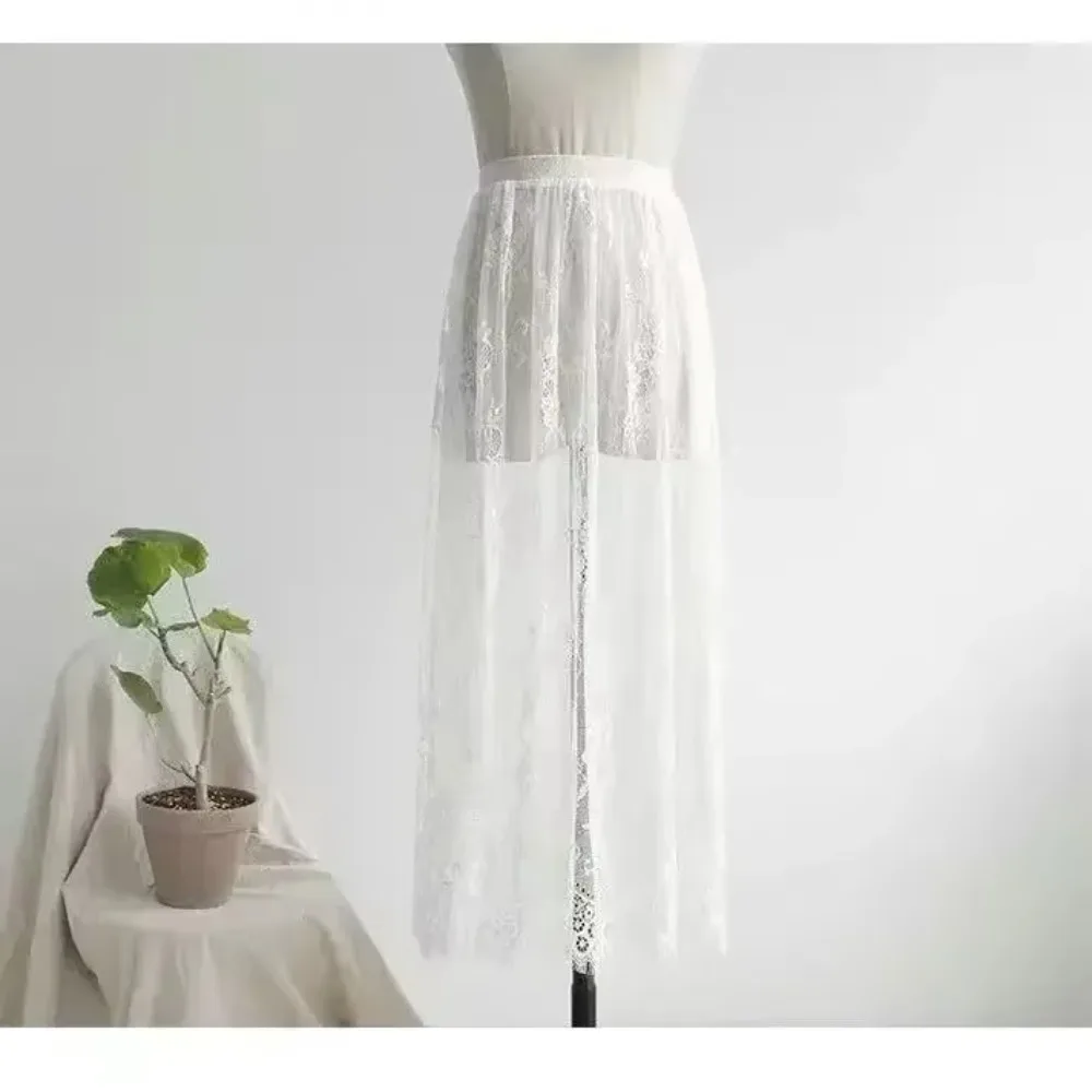 Halber Unterrock, Petticoat, Unterrock für Kleider, Damen, Spitzenbündchen, blickdicht, lang, kurz, mit elastischem Bund, schwarz, weiß, Unterwäsche. – Detail 36