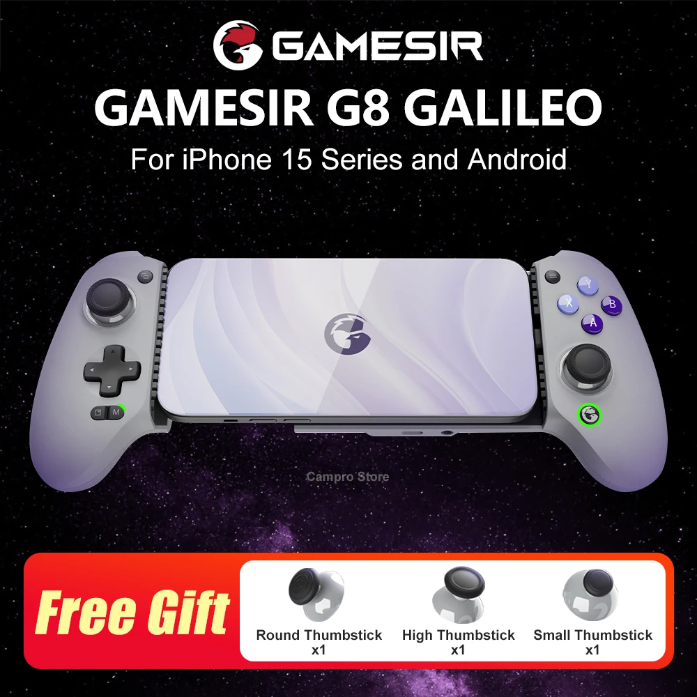 GameSir G8 Galileo Type-C Mobile Controller Gamepad with Hall Effect Sticks Triggers Length 185mm for iPhone 15 Series Android