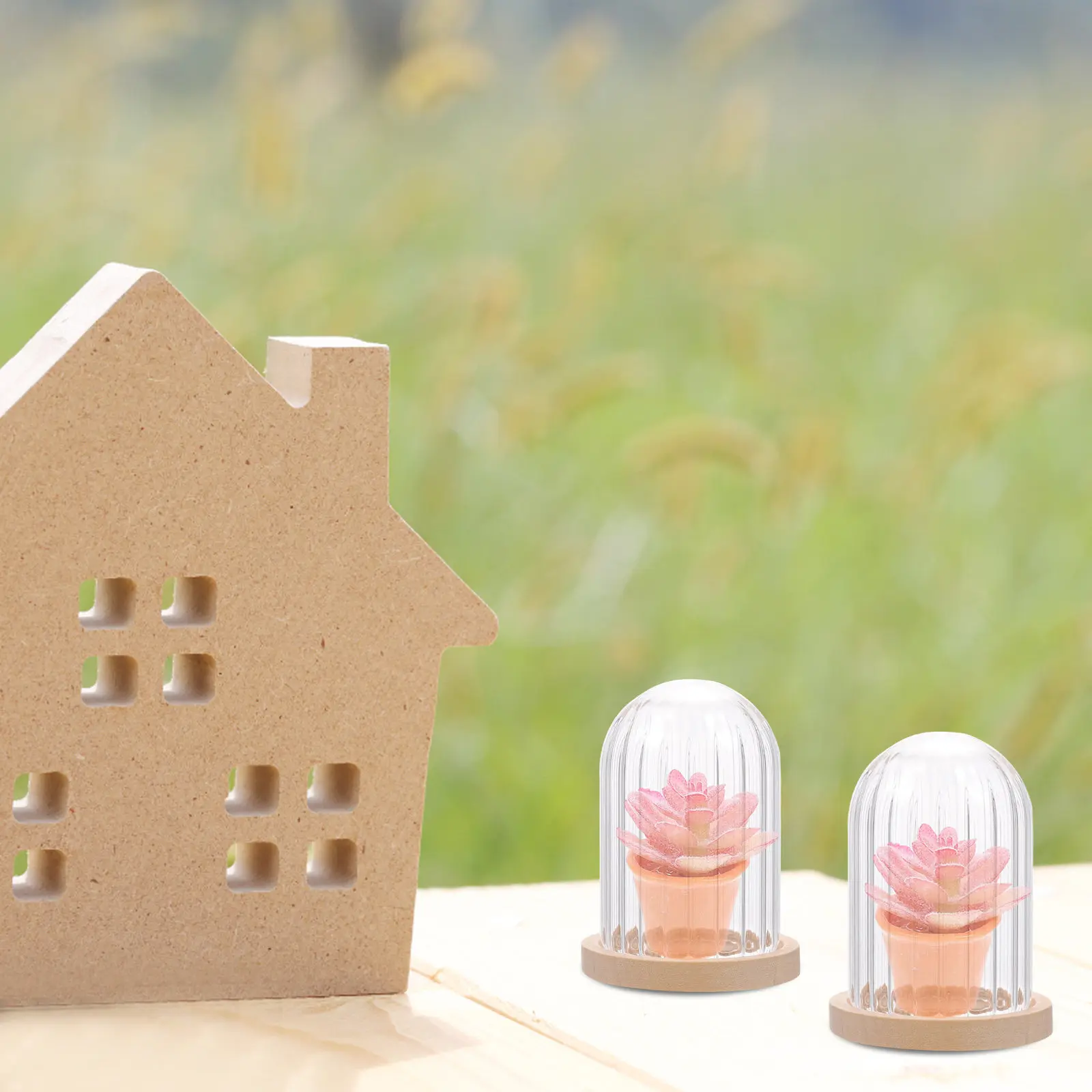 

5Pcs Cover Glass Dome for Mini House Baking Decor Jar Lid for Dollhouse Food Display Tiny Kitchen Prop Accessory