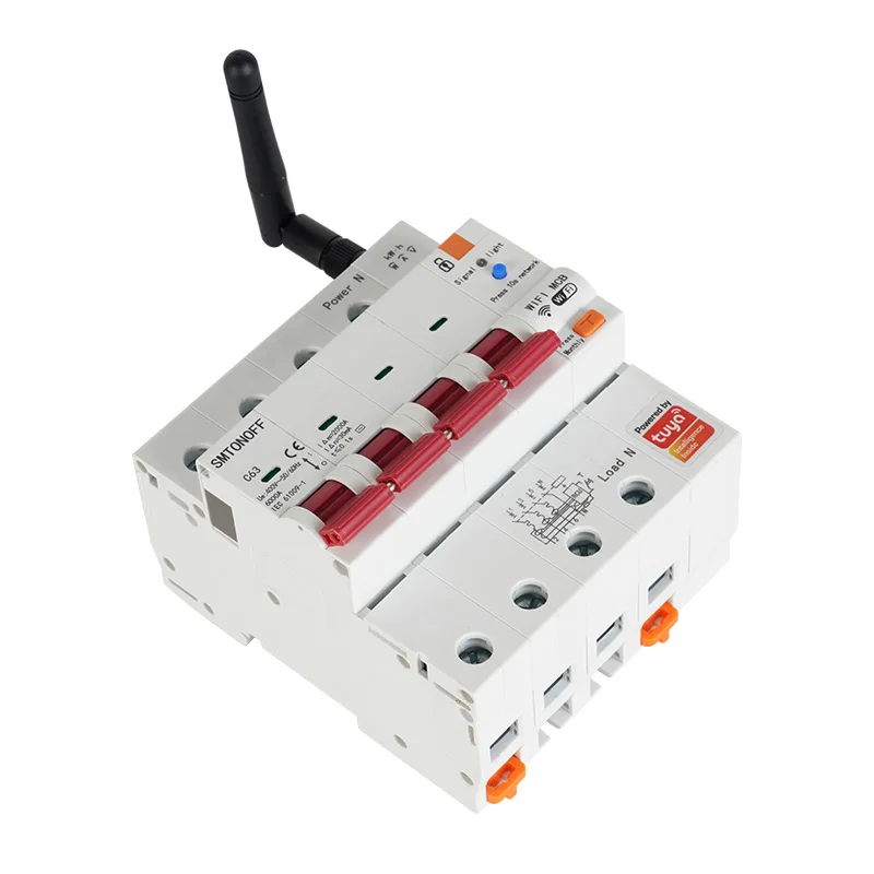 Tuya Smart WiFi RS485 4p RCBO Breaker Prepaid Meter Timer Switch Voltage Current Protector Voice Control Alexa Google Alice