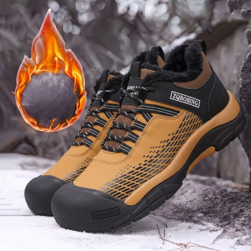 Neue Plus Plüsch Dicke Herren Baumwollschuhe zum Wandern und Bergsteigen Warme Herren Baumwollstiefel