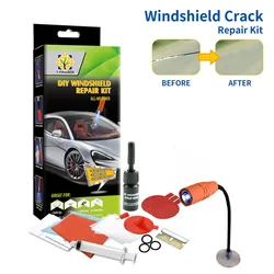 Car Windshield Repair Kit with Curing Lamp Quick Fix Cracked Glass Windscreen Resin Sealer DIY Auto Window Screen Crack Restore