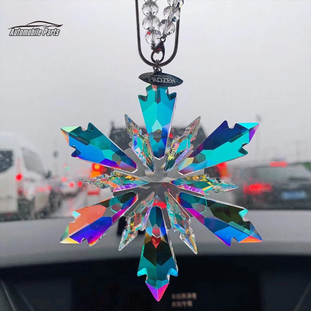 Car Rearview Mirror Pendant Car Interior Modeling Crystal Ball Ornaments Car Decoration Crystal Snowflake Car Ornaments