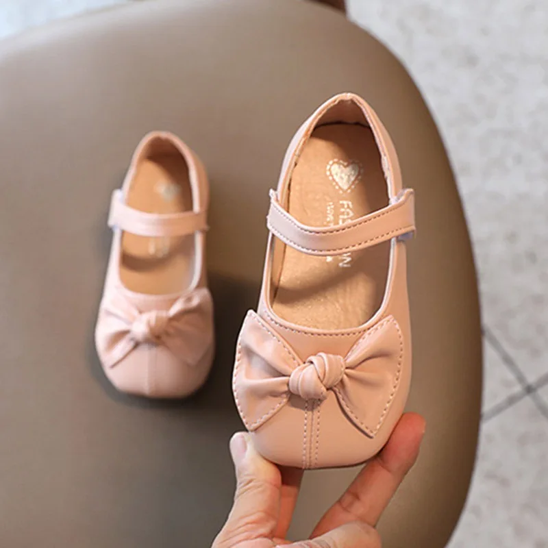 Summer Girl\'s Flat Shoes Bowknot Pu Leather Party Dance Ballet Slipper Korean Style Children Princess Shoe Solid Color