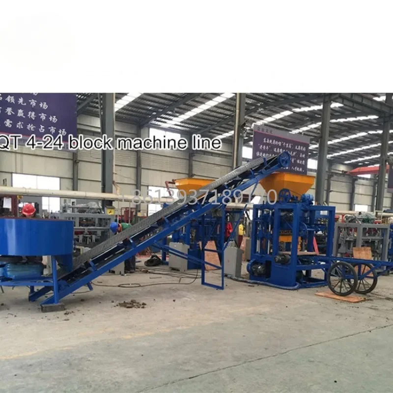 Industries Machines of Brick Machine QT4-24 Small Scale Brick Cement Hollow Block Making Machine Small Diesel Engine