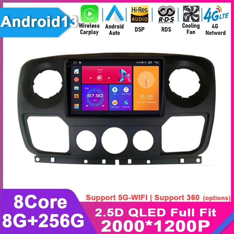 

For Renault Master Nissan NV400 Opel Movano 2010 - 2021 Android 13 Carplay Car Multimedia Player WIFI 4G GPS Navigation Screen