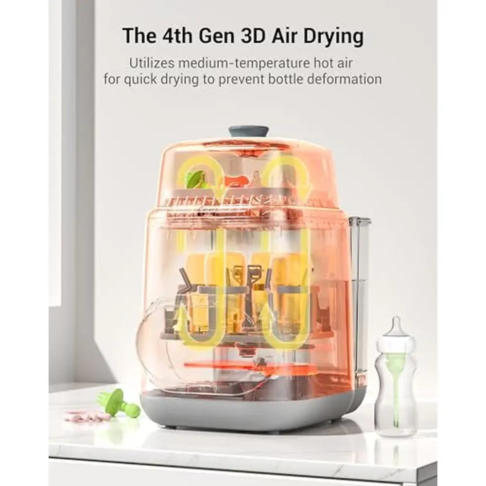 EaseClean-lavadora de botellas todo en uno, esterilizador, secadora, piezas de bomba para bebé, pulverizadores potentes, limpieza Interior Exterior, 4 programas rápidos