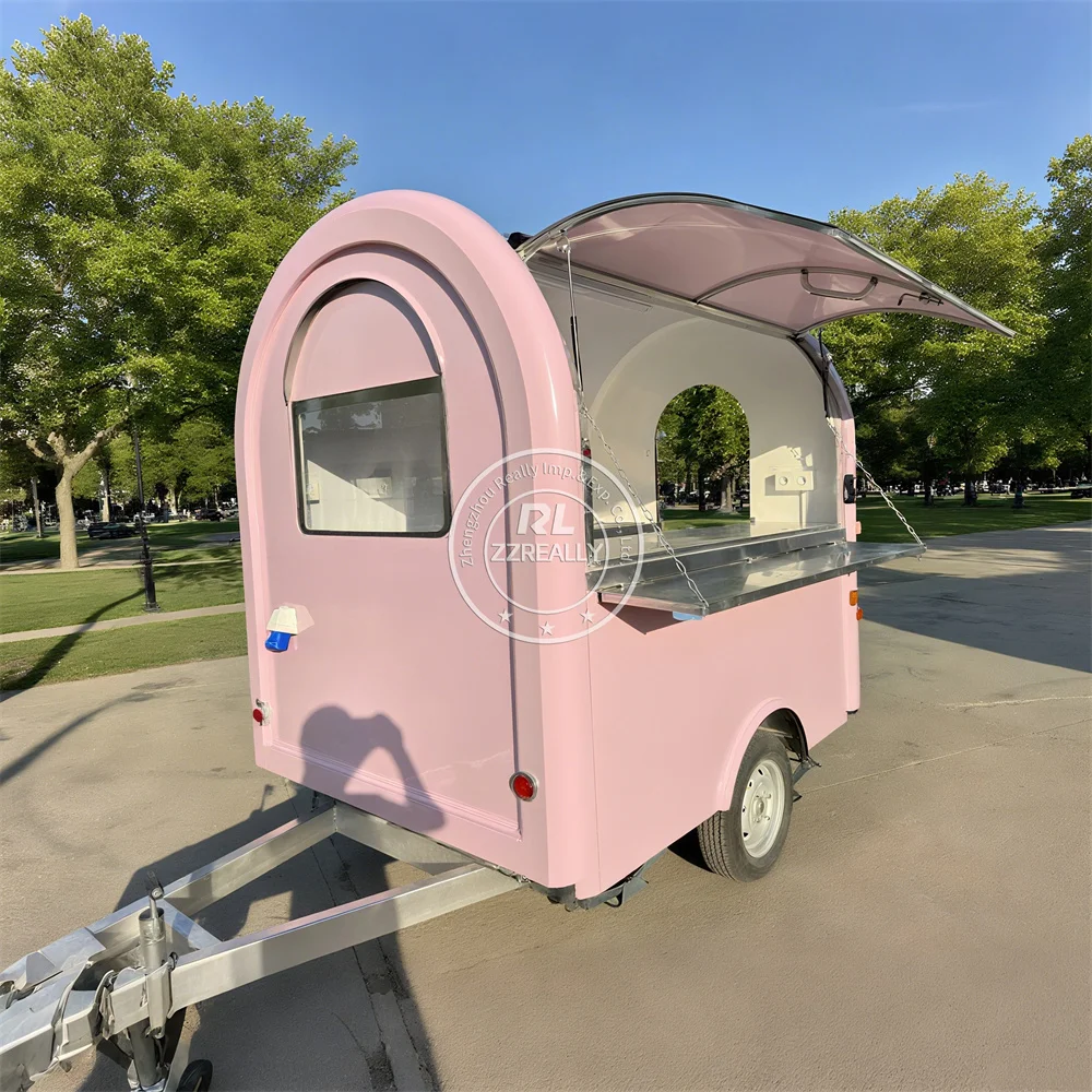

Custom Mobile Food Trailer Fully Equipped Street Snack Hamburger Trailer Snack Cart Concession Food Truck With Full Kitchen