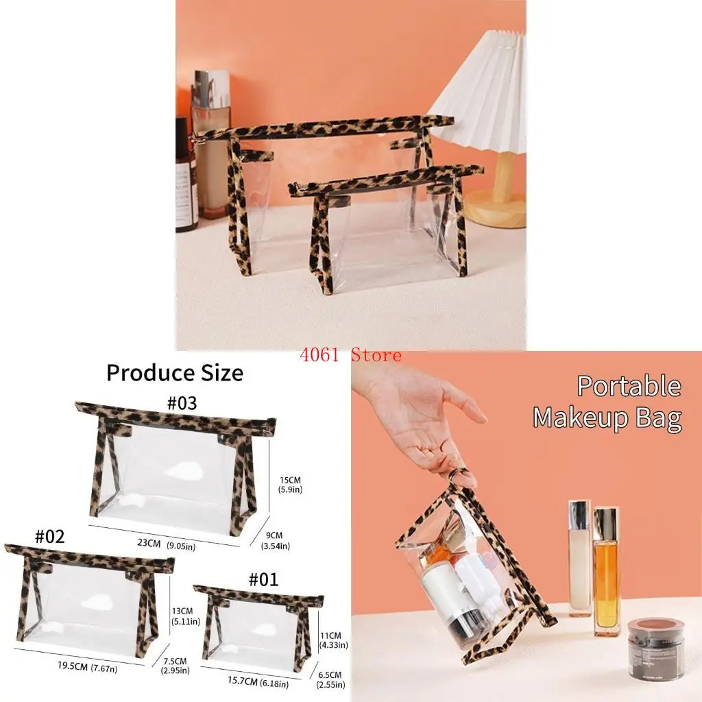 

Leopard Travel Toiletry Bag Clear PVC Makeup Bag Travel Cosmetic Bag with Zipper