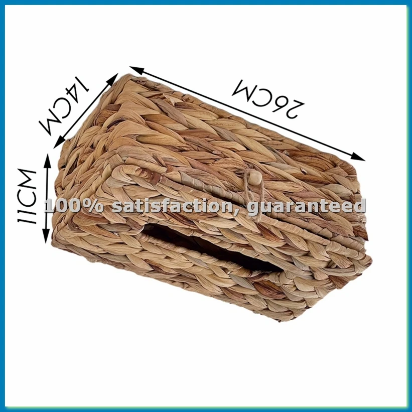 

Стильная коробка для салфеток из водяного гиацинта с плетеной крышкой из ротанга, для дома и гостиной, для хранения бумажных полотенец -ABLM