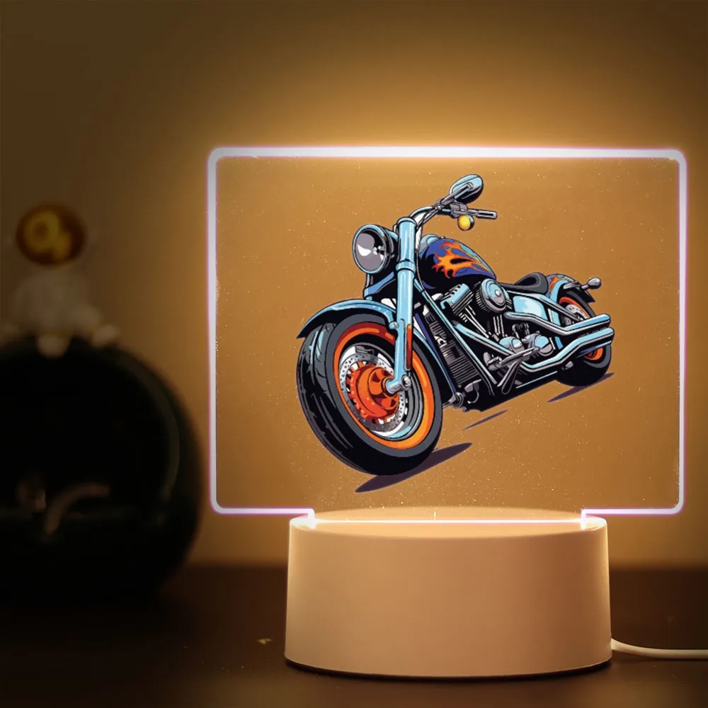 Luce notturna per motocicletta alla moda per la decorazione della scrivania della camera da letto Lampada a motore con stampa con il fidanzato adora il regalo di compleanno