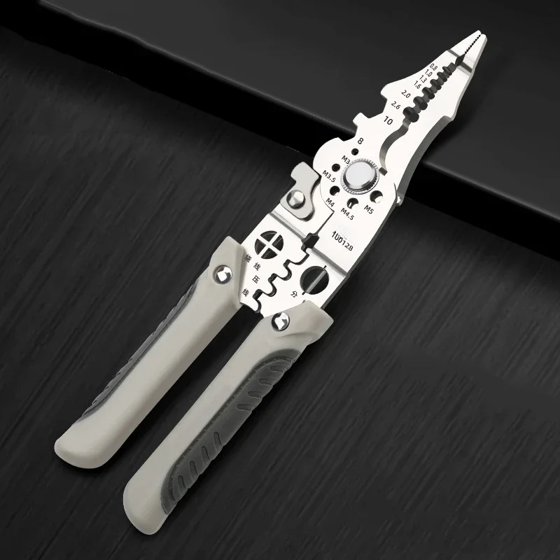 

BIESUO Multifunctional Electrician Special Wire Stripping Pliers Wire Splitting Wire Winding Pliers Cable Cutter Hand Tools