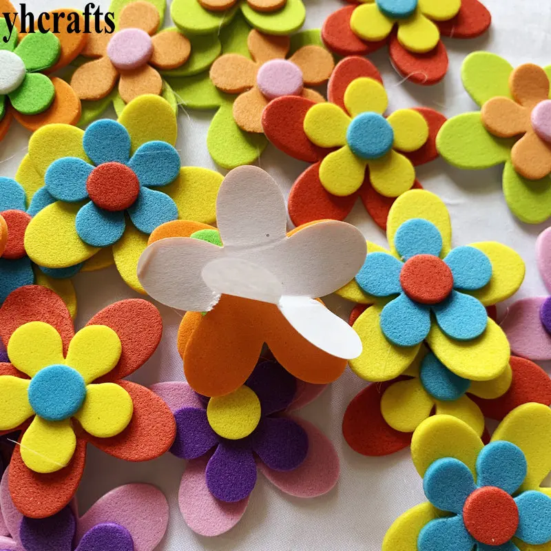 1bag New 3D flower foam stickers Kindergarten Kids room Class decoration Spring arts crafts kit DIY toys OEM Wholesale