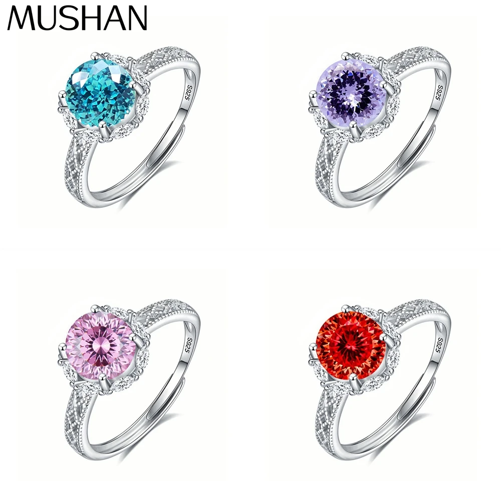 

MuShan Jewelry 925 Sterling Silver Ring Wedding Band HCD Gemstones Anniversary Gift Bridesmaid Gift Women Rings Fine Jewelry