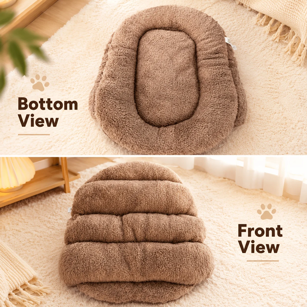 Winter-Plüsch-Rundbett für Katzen und Hunde, Weiches Kunstfell-Bett, Komfortable Haustierunterlage für Kleine und Mittelgroße Hunde und Katzen – Detail 5