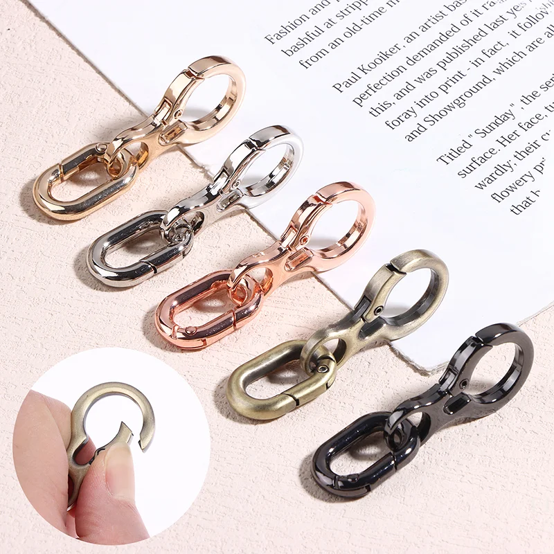 

[YU]1/3Pcs Double Opening Swivel Clasp Clips Metal Spring Snap Hooks With Key Ring For DIY Keychains Craft Accessories