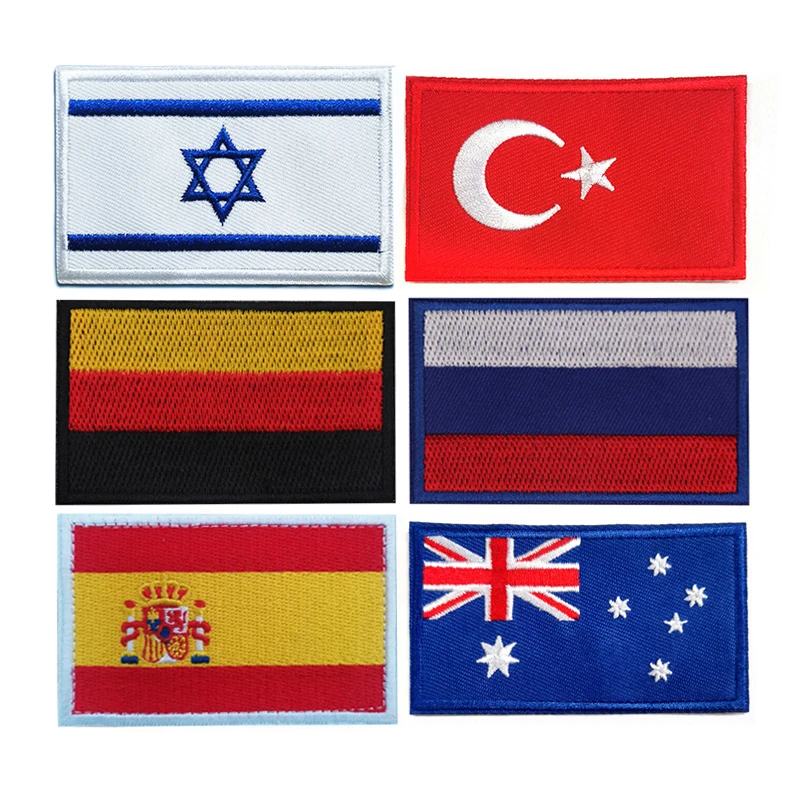 Tactical Military Patch Flag Israel Turkey Germany Russia Spain Australia Usa Switzerland South Korea Badge Embroidered Iron On