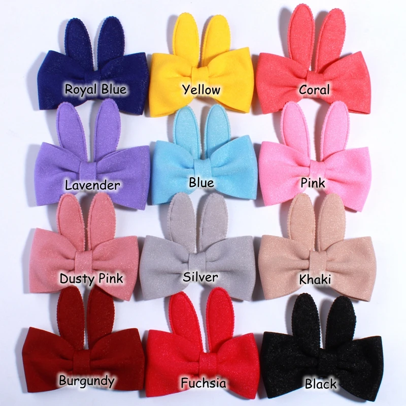 10PCS 10CM New Rabbit Ears Shape Hair Bows For Girls Headbands Big High Quality Fabric Made Boutique Hair Bow For Women Friend