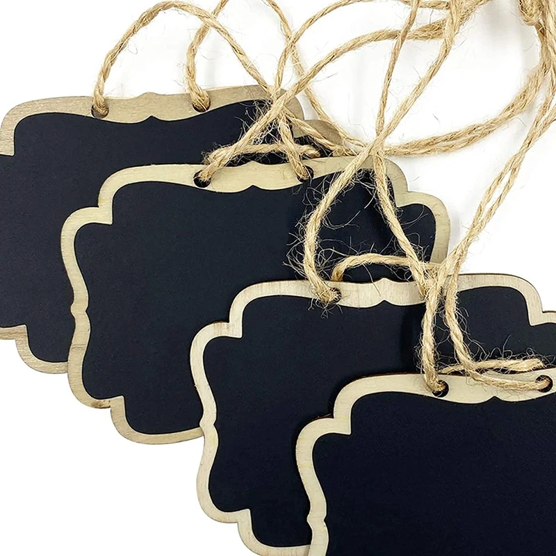36Pcs Mini Chalkboards Signs, Hanging Wooden Chalkboard Tags, Double-Sided Message Board With Hanging String