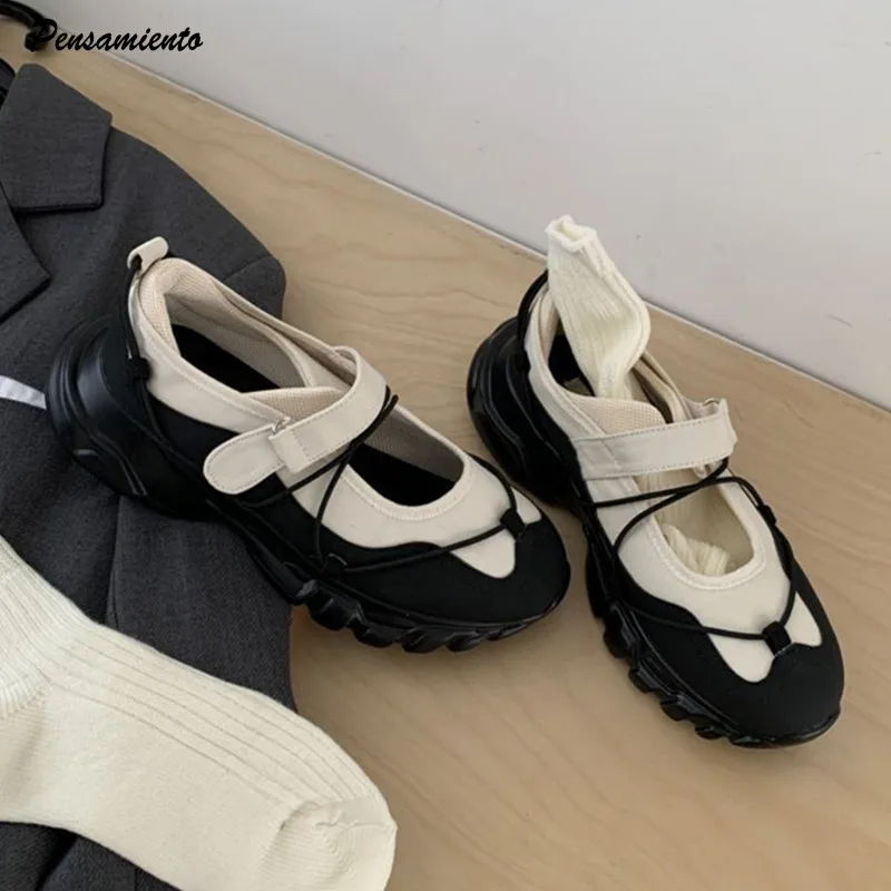 Ballet Style Fashion Breathable Mary Janes Women Sneakers Spring Summer Casual Sport Walking Loafers Vulcanize Chunky Shoes