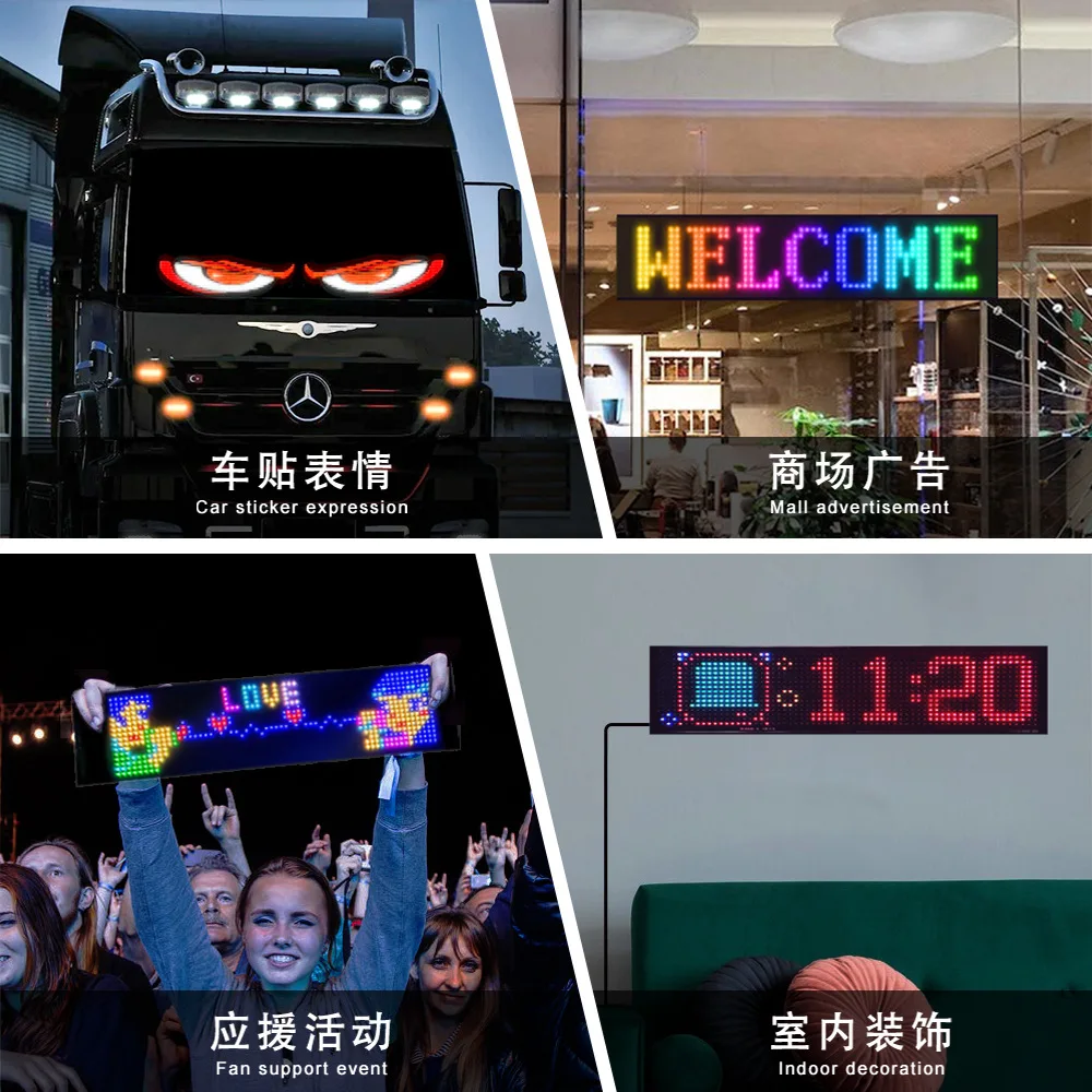 LED Matrix Pixel Panel Devil's Eye LED Scrolling Bright Advertising LED Signs for Car Truck Windshield Bluetooth App Control USB - Image 6