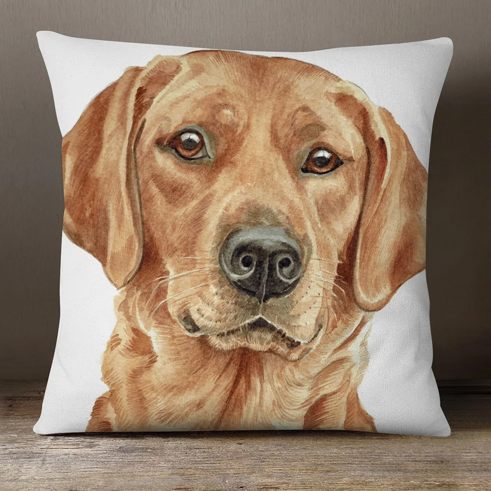 Hand Painting Dogs Posters Polyester Linen Cushion Covers Red Dachshund Schnauzer Sheepdog Poodle Dog Sofa Car chair Pillow case