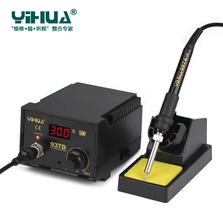 Newest YIHUA 220V/110V EU/US 50W Temperature Control ESD Digital Soldering Station / Rework Stations YIHUA 937D with tools