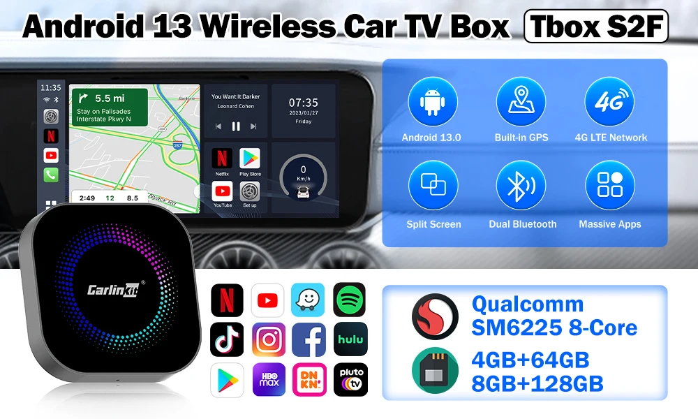 CarlinKit CarPlay Ai Box Android 15 Ultra2 SM6350 8GB + 128GB