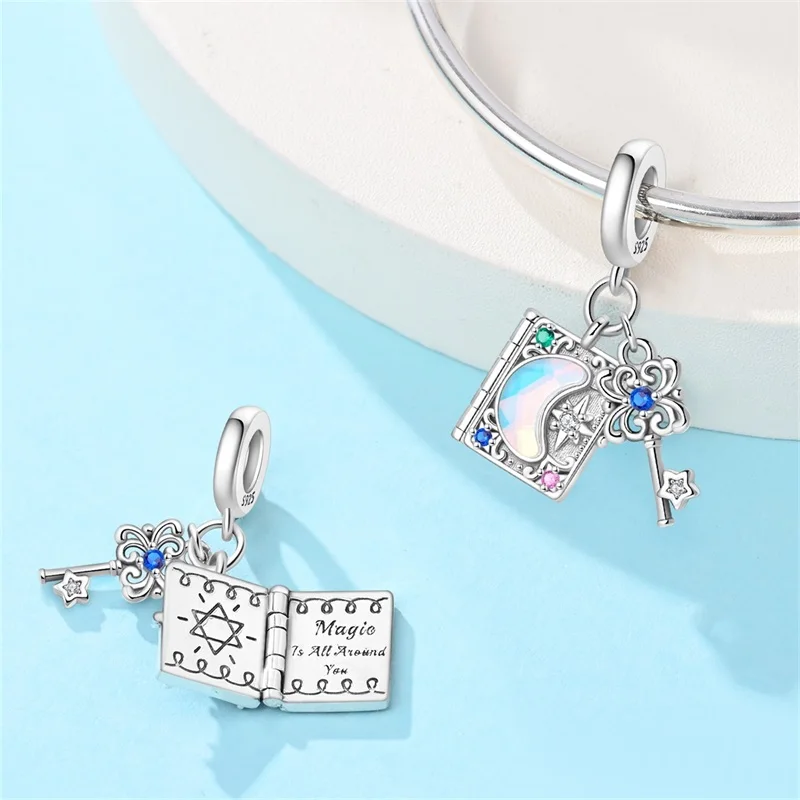 925 Sterling Silver Mysterious Magic Book Charms Pendant Fit Original Bracelet DIY Women Fashion Exquisite Birthday Jewelry Gift