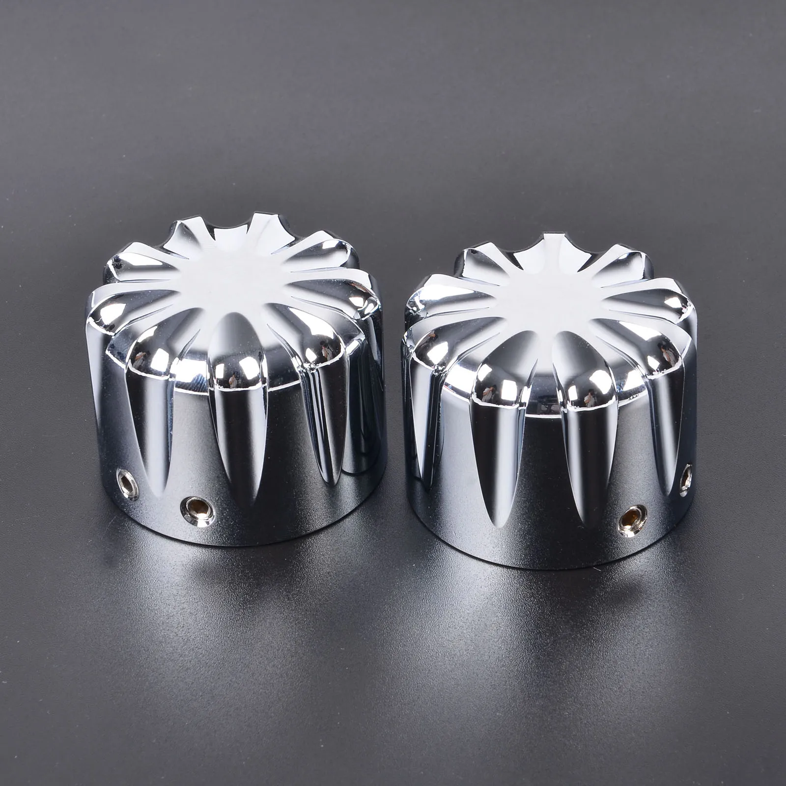 Chrome Waterdrop Style Front Axle Nut Cover Cap  for Harley Dyna Road Street Glide Sportster Fat Boy Forty Eight Softail Electra
